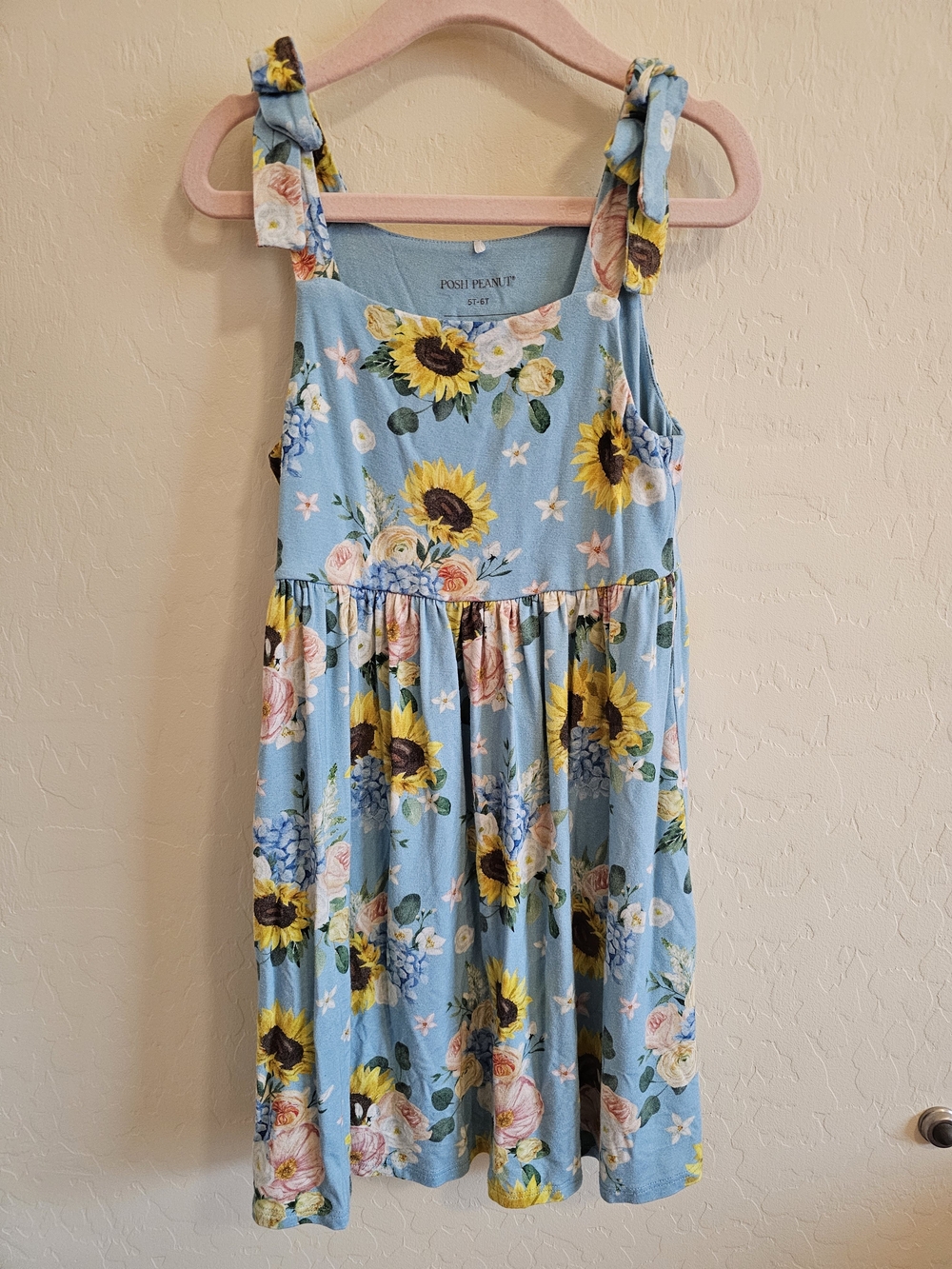Posh Sunflower Teresa Marie Bow Tie-Shoulder Babydoll Dress 5T-6T